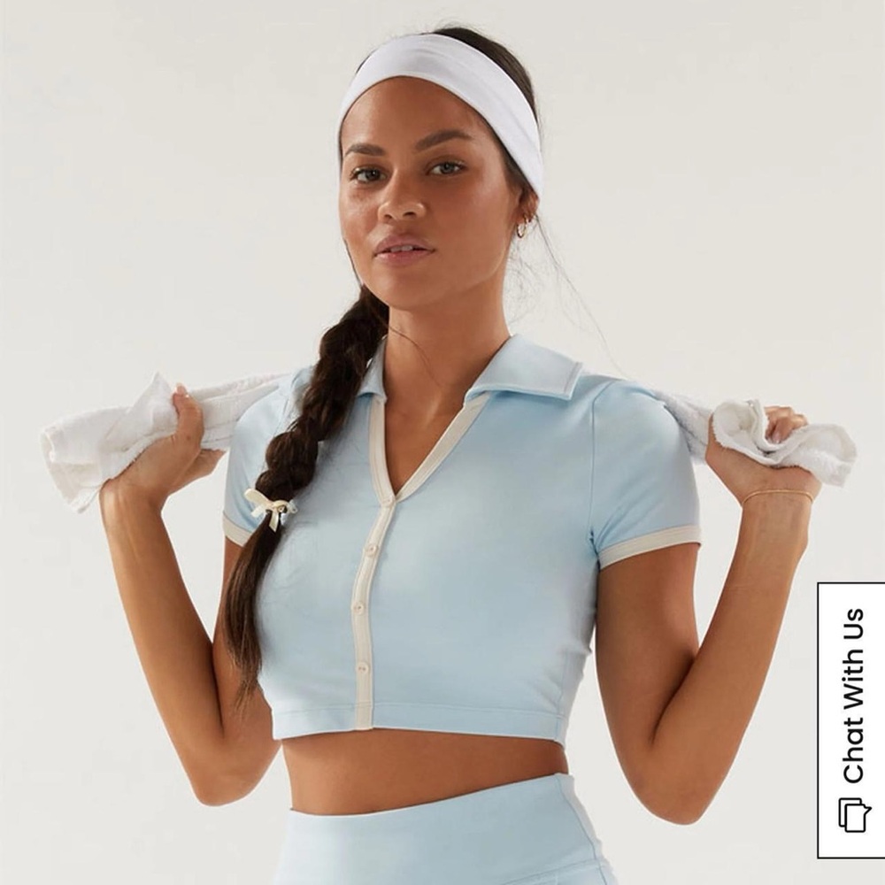 Light Blue Cropped Polo Shirt
